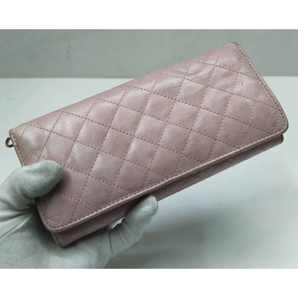 HOBO International Light Purple Leather Quilted Credit Card Bifold Wallet